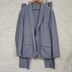 J.Crew Ludlow Slim Suit Mens 42R (33x30) Blue Baird McNutt Irish Linen Cotton